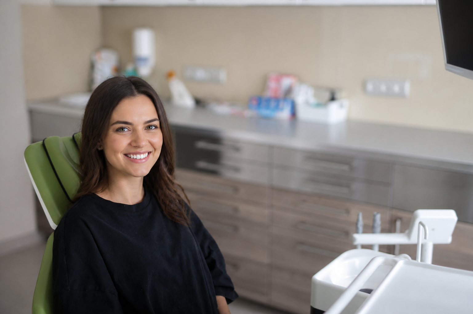 A smiling young adult patient at Ascend Dental
